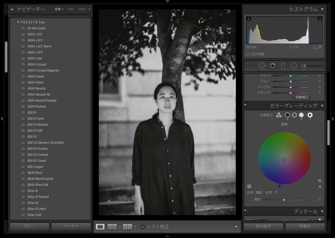 Presetr Lightroom presets B&W Ilford 使い方 モノクロ ポートレート カラーグレーティング